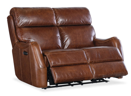 Harlan Zero Gravity Loveseat with Power Recline & Power Headrest by Hooker Furniture in Carrington Walnut Leather