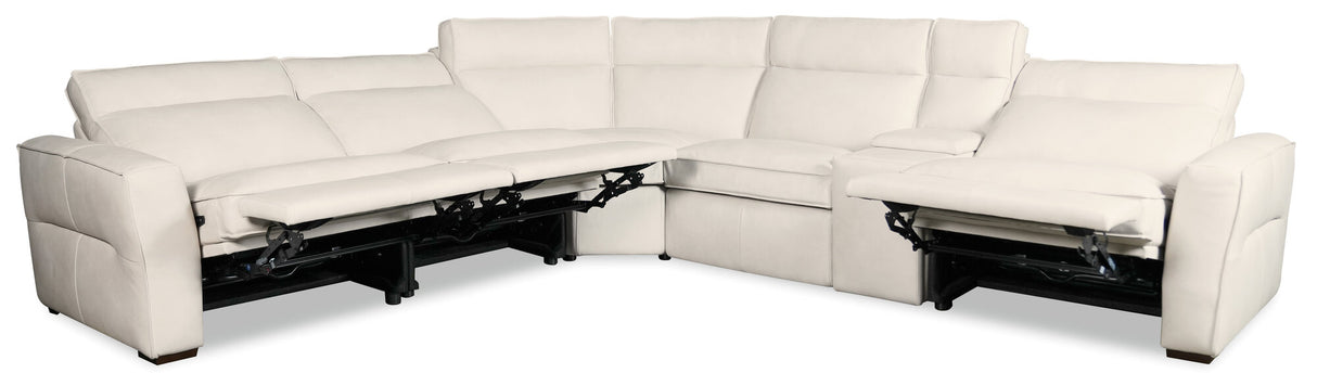 Vann Six-Piece Power Sectional by Hooker Furniture in Dante Moonshine Leather