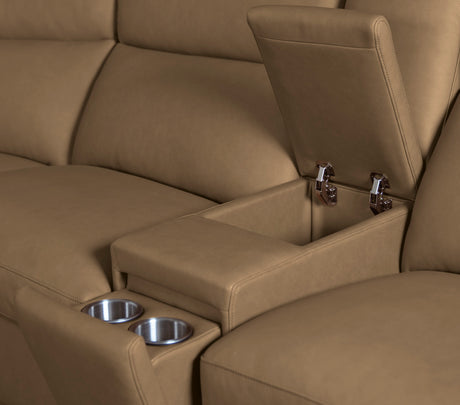 Simone Six-Piece Power Sectional by Hooker Furniture in Safari Bistro Leather