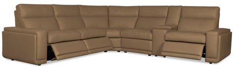Simone Six-Piece Power Sectional by Hooker Furniture in Safari Bistro Leather