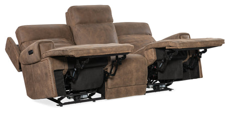 Wheeler Sofa with Power Recline & Power Headrest | Aniline Leather Seville Timber | Hooker Furniture - sold by Home Elegance USA