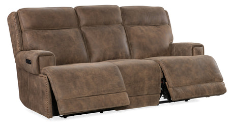 Wheeler Sofa with Power Recline & Power Headrest | Aniline Leather Seville Timber | Hooker Furniture - sold by Home Elegance USA