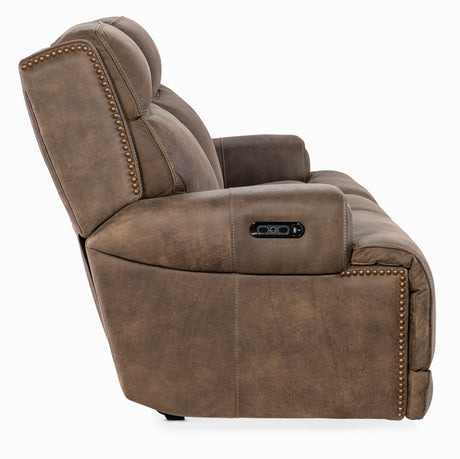 Wheeler Sofa with Power Recline & Power Headrest | Aniline Leather Seville Timber | Hooker Furniture - sold by Home Elegance USA