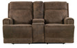 Wheeler Console Loveseat with Power Recline & Power Headrest Seville Timber Leather | Storage Console - sold by Home Elegance USA