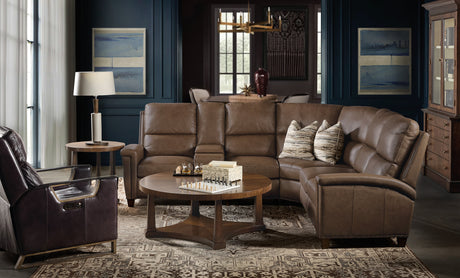 Julian Six-Piece Power Sectional by Hooker Furniture in Rowe Chocolate Leather