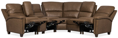 Julian Six-Piece Power Sectional by Hooker Furniture in Rowe Chocolate Leather