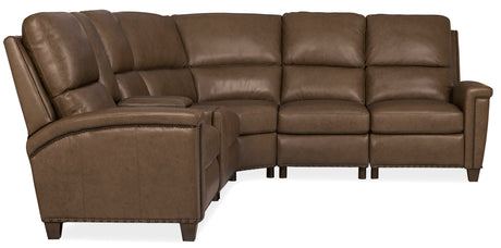 Julian Six-Piece Power Sectional by Hooker Furniture in Rowe Chocolate Leather