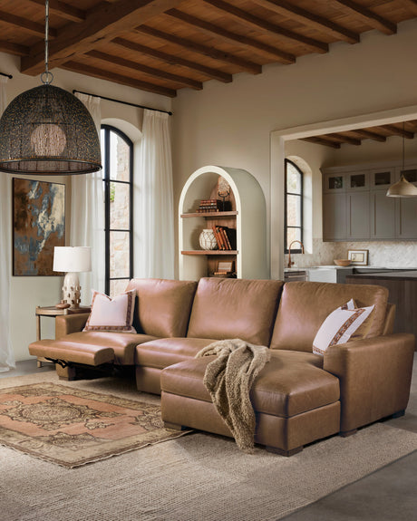 Optimus Three-Seat Sectional in Kingston Cognac – Hooker Furniture