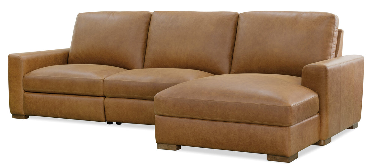 Optimus Three-Seat Sectional in Kingston Cognac – Hooker Furniture
