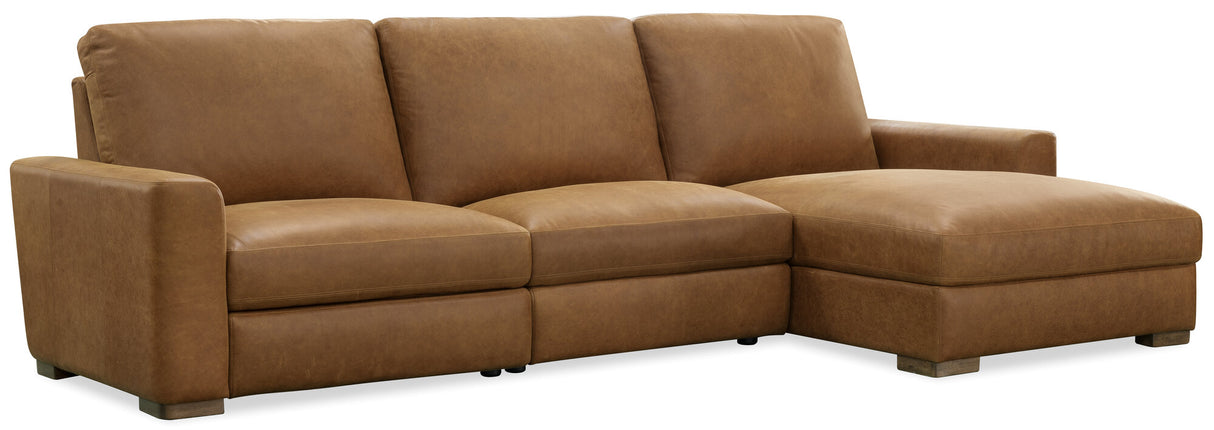 Optimus Three-Seat Sectional in Kingston Cognac – Hooker Furniture