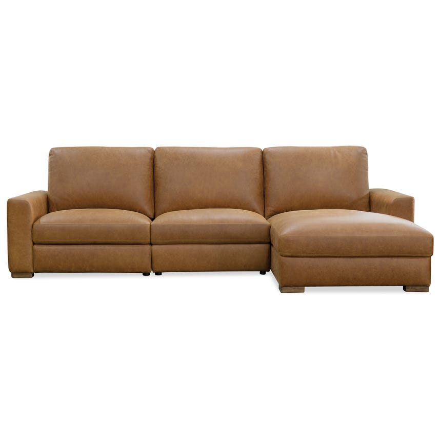 Optimus Three-Seat Sectional in Kingston Cognac – Hooker Furniture