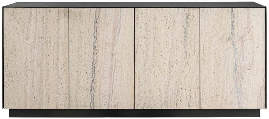 Stone Modern White Travertine Credenza with Metal Case | Universal Furniture