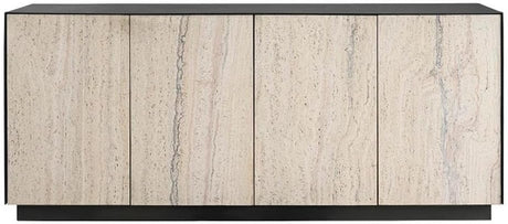 Stone Modern White Travertine Credenza with Metal Case | Universal Furniture