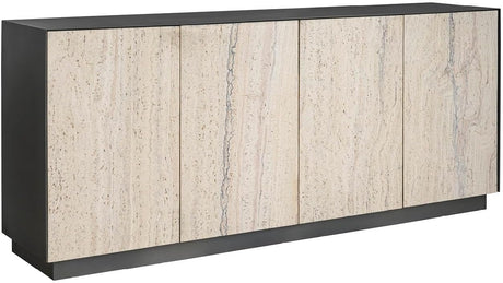 Stone Modern White Travertine Credenza with Metal Case | Universal Furniture