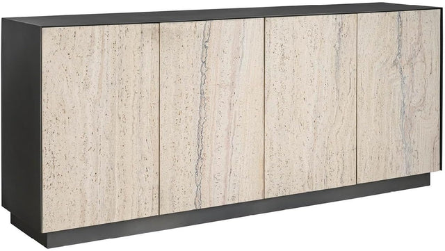 Stone Modern White Travertine Credenza with Metal Case | Universal Furniture
