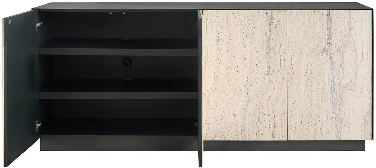 Stone Modern White Travertine Credenza with Metal Case | Universal Furniture