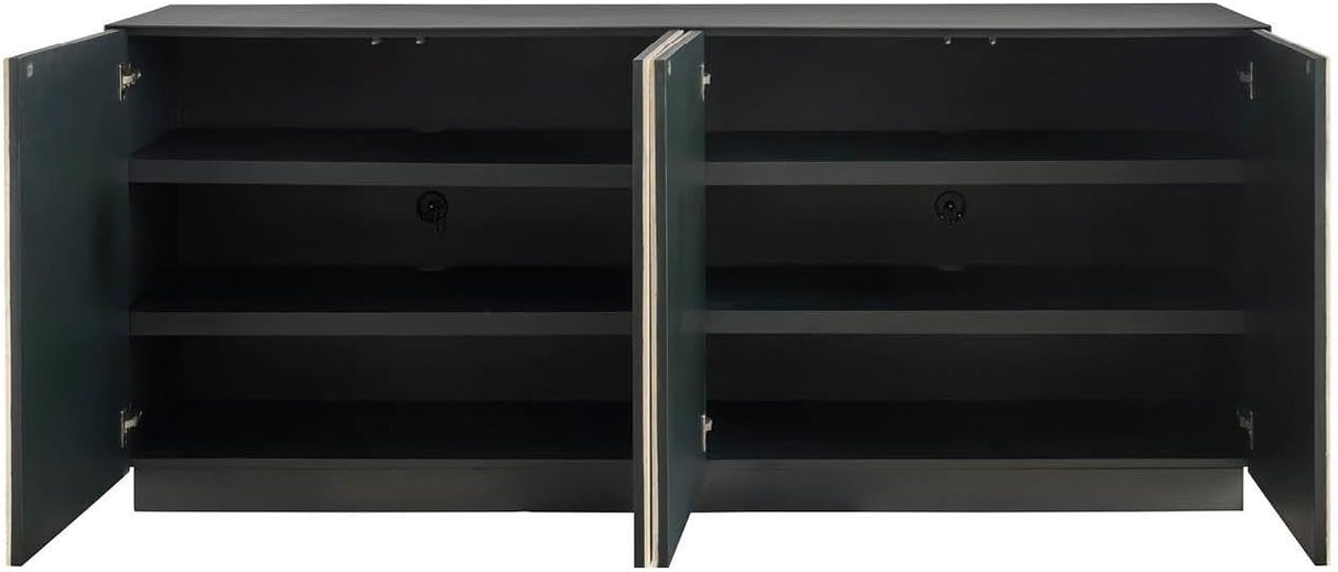 Stone Modern White Travertine Credenza with Metal Case | Universal Furniture