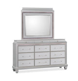 Gray dresser with mirror on a white background