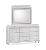 White dresser with mirror on a white background