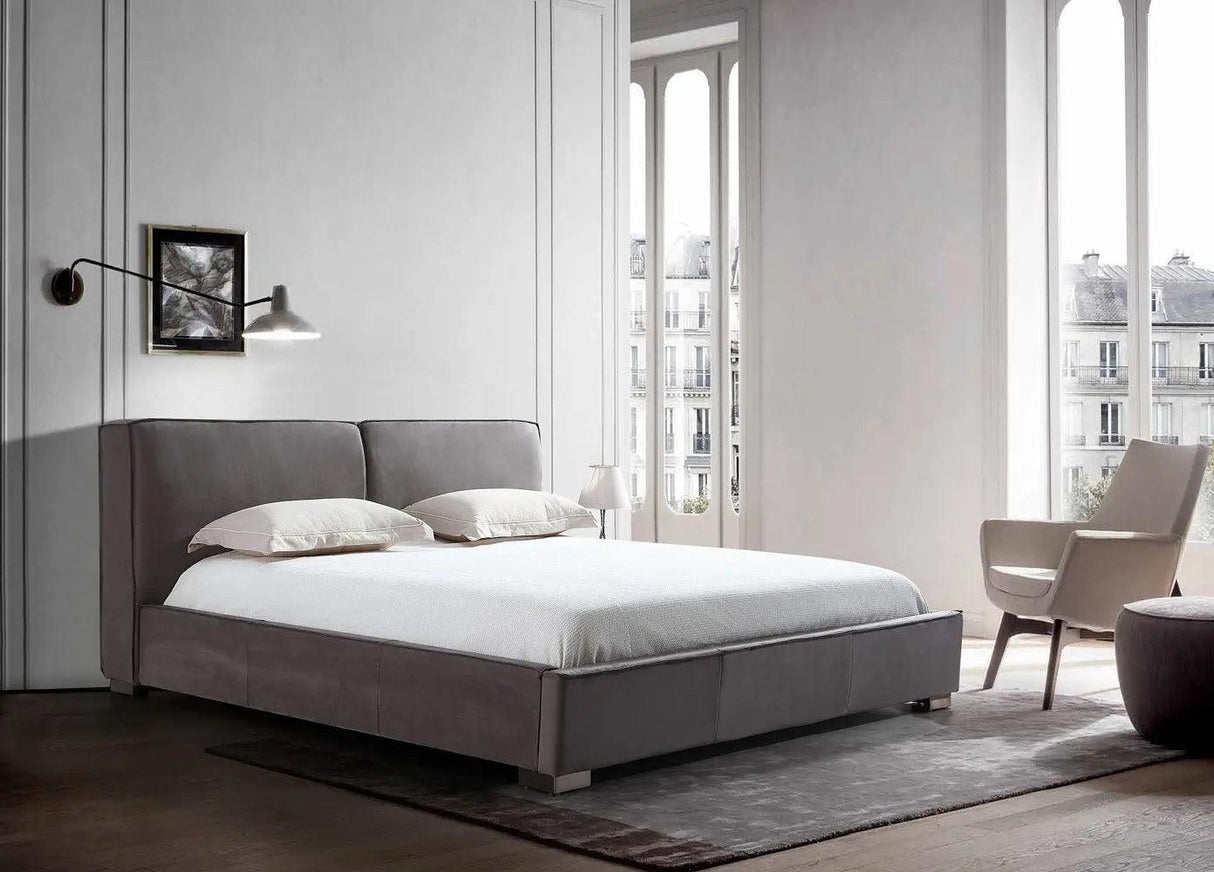 Serene Upholstered Bed In Grey | J&M Furniture