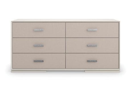 Silver Lining Dresser | CLA-423-012 | Caracole Classic | Almond Milk Finish | Brushed Stainless Hardware