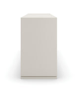 Silver Lining Dresser | CLA-423-012 | Caracole Classic | Almond Milk Finish | Brushed Stainless Hardware - sold by Home Elegance USA