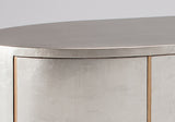 Metallic surface with a reflective finish on a gray background