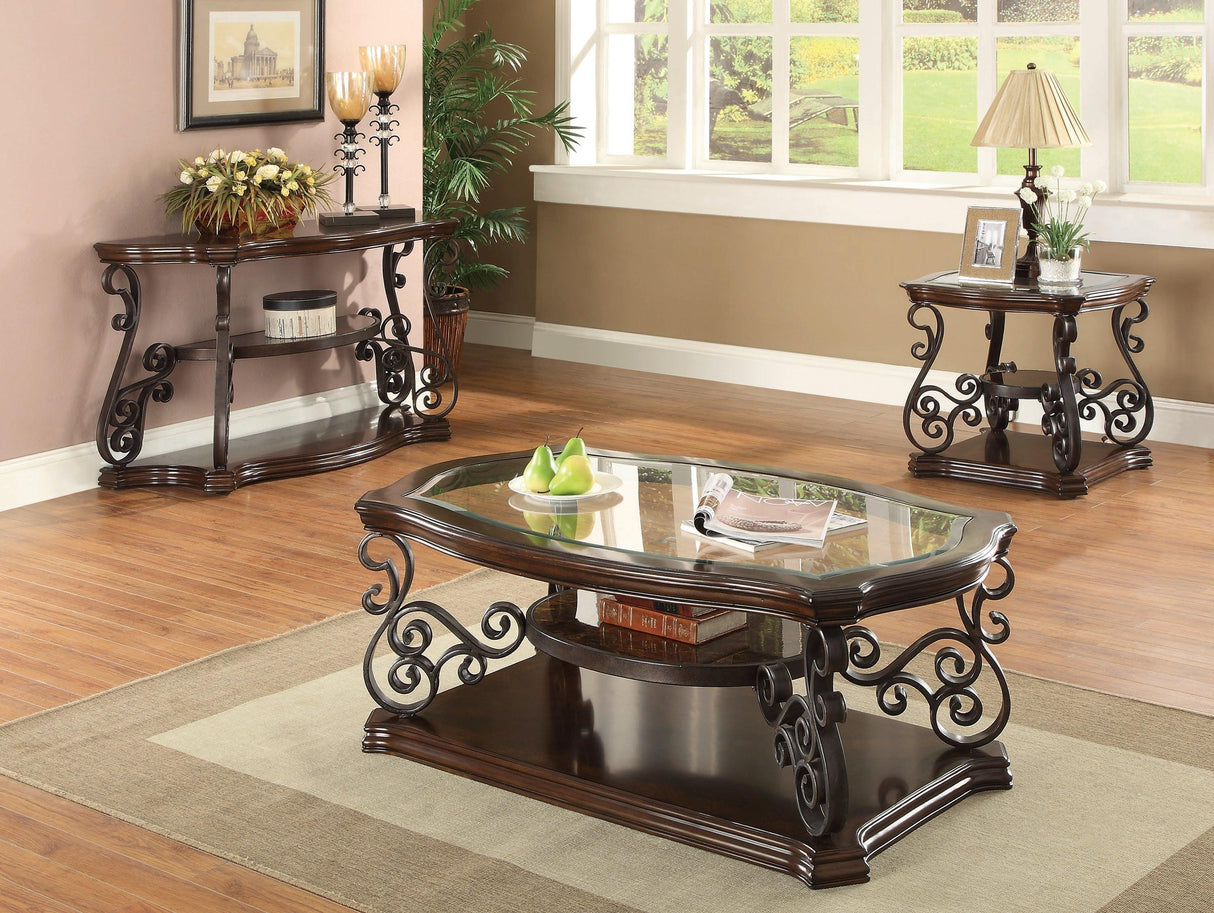 Sir Rawlinson Rectangular Traditional Coffee Table In Deep Merlot By Coaster Furniture - Home Elegance USA