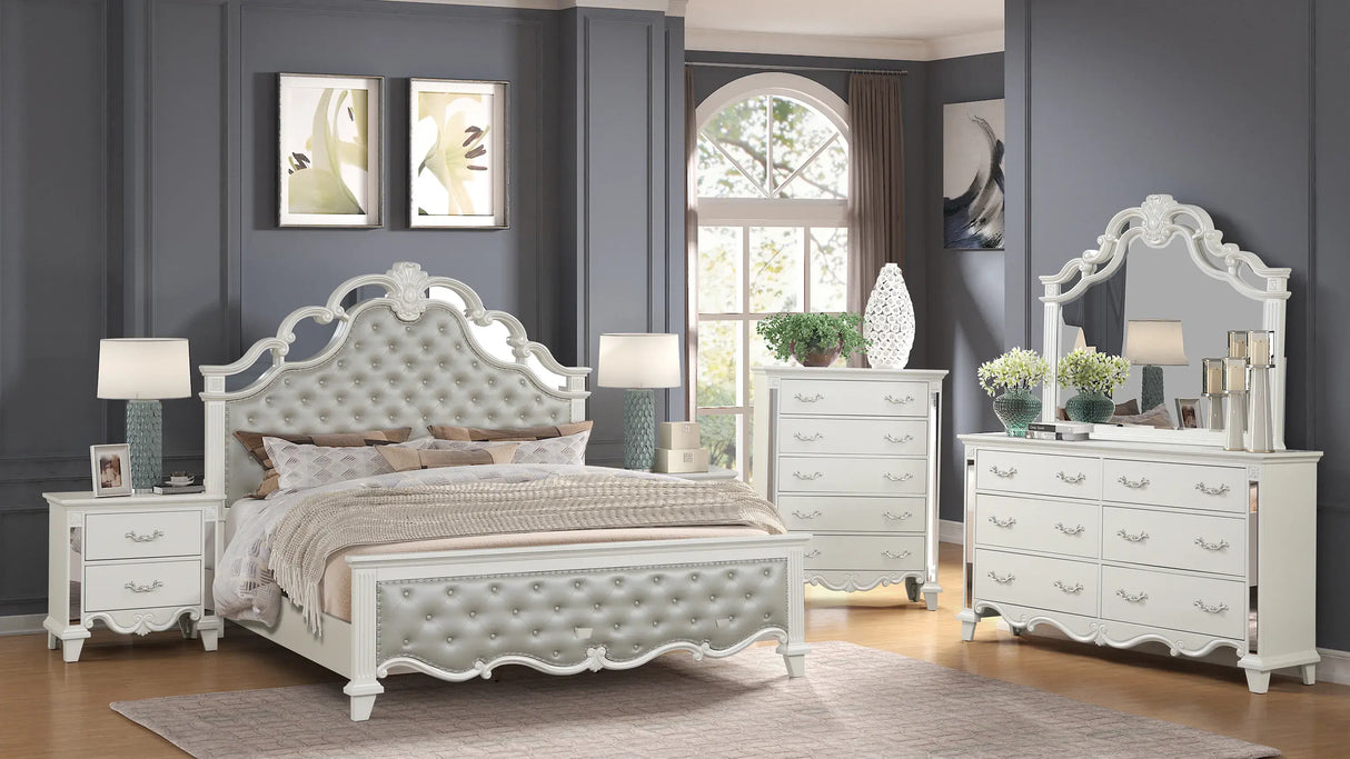 Sonia 6Pc Contemporary Bedroom Set In Champagne or Pearl Finish | Cosmos