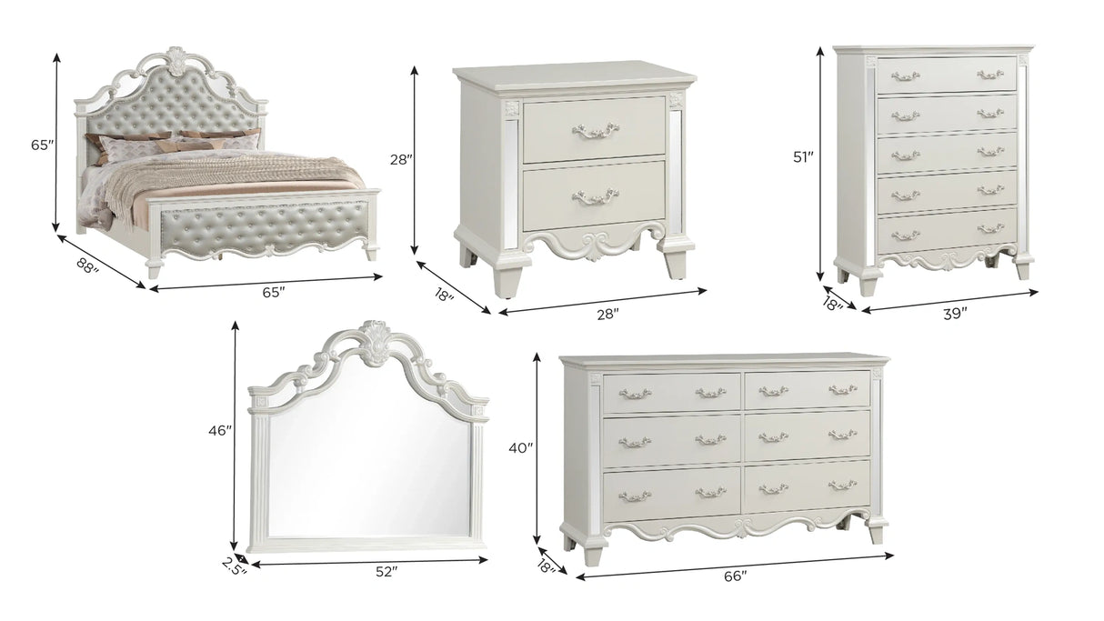 Sonia 6Pc Contemporary Bedroom Set In Champagne or Pearl Finish | Cosmos