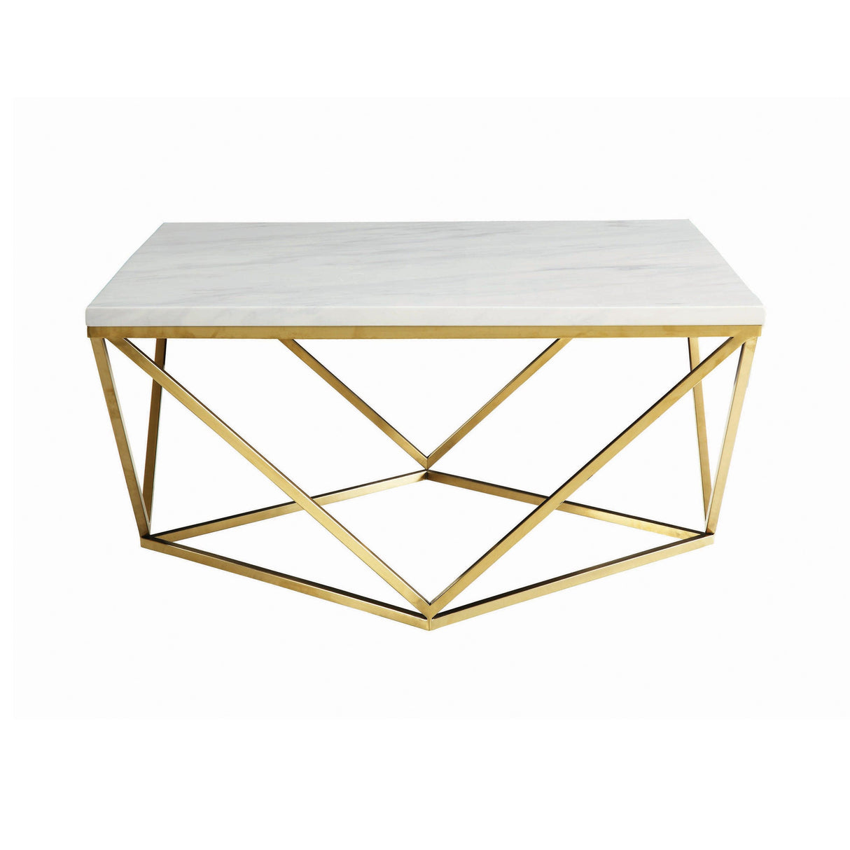 Square Contemporary Coffee Table in White and Gold by Coaster Furniture Coaster Furniture