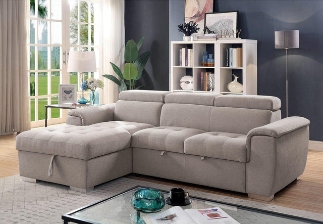 Stina Contemporary Light Gray Linen-like Fabric Sectional Sofa by Furniture of America Furniture of America