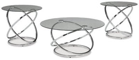 Ashley Chrome Finish Hollynyx Occasional Table Set (Set of 3) | Home Elegance USA