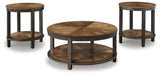 Ashley Light Brown/Bronze Roybeck Occasional Table Set (Set of 3) | Home Elegance USA