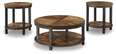 Ashley Light Brown/Bronze Roybeck Occasional Table Set (Set of 3) - T411 - 13 - Home Elegance USA - 1