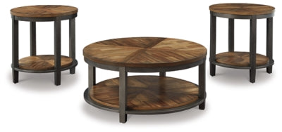 Ashley Light Brown/Bronze Roybeck Occasional Table Set (Set of 3)