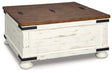 Ashley White/Brown Wystfield Cocktail Table with Storage | Home Elegance USA
