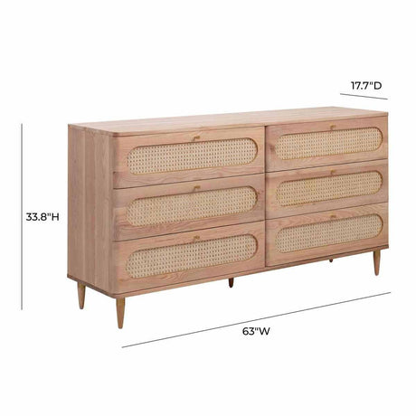 Carmen Cane 6 Drawer Dresser | TOV