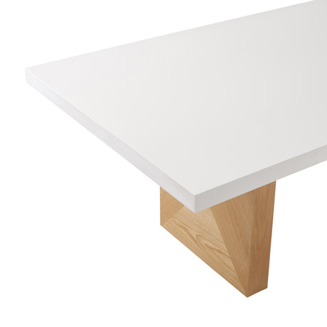 Tov Furniture Madeline White Gloss And Natural Ash 92" Rectangular Dining Table - Home Elegance USA