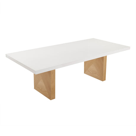 Tov Furniture Madeline White Gloss And Natural Ash 92" Rectangular Dining Table - Home Elegance USA