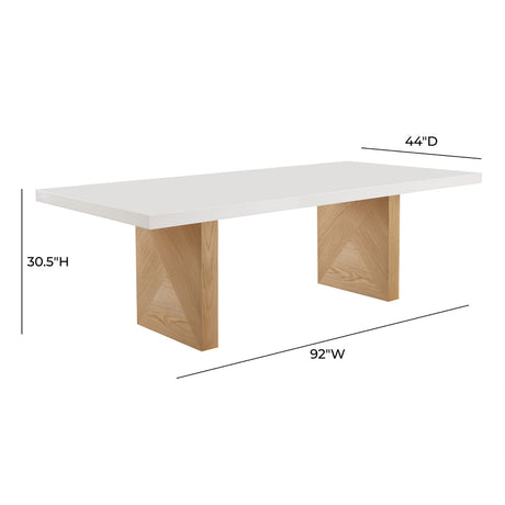 Tov Furniture Madeline White Gloss And Natural Ash 92" Rectangular Dining Table - Home Elegance USA