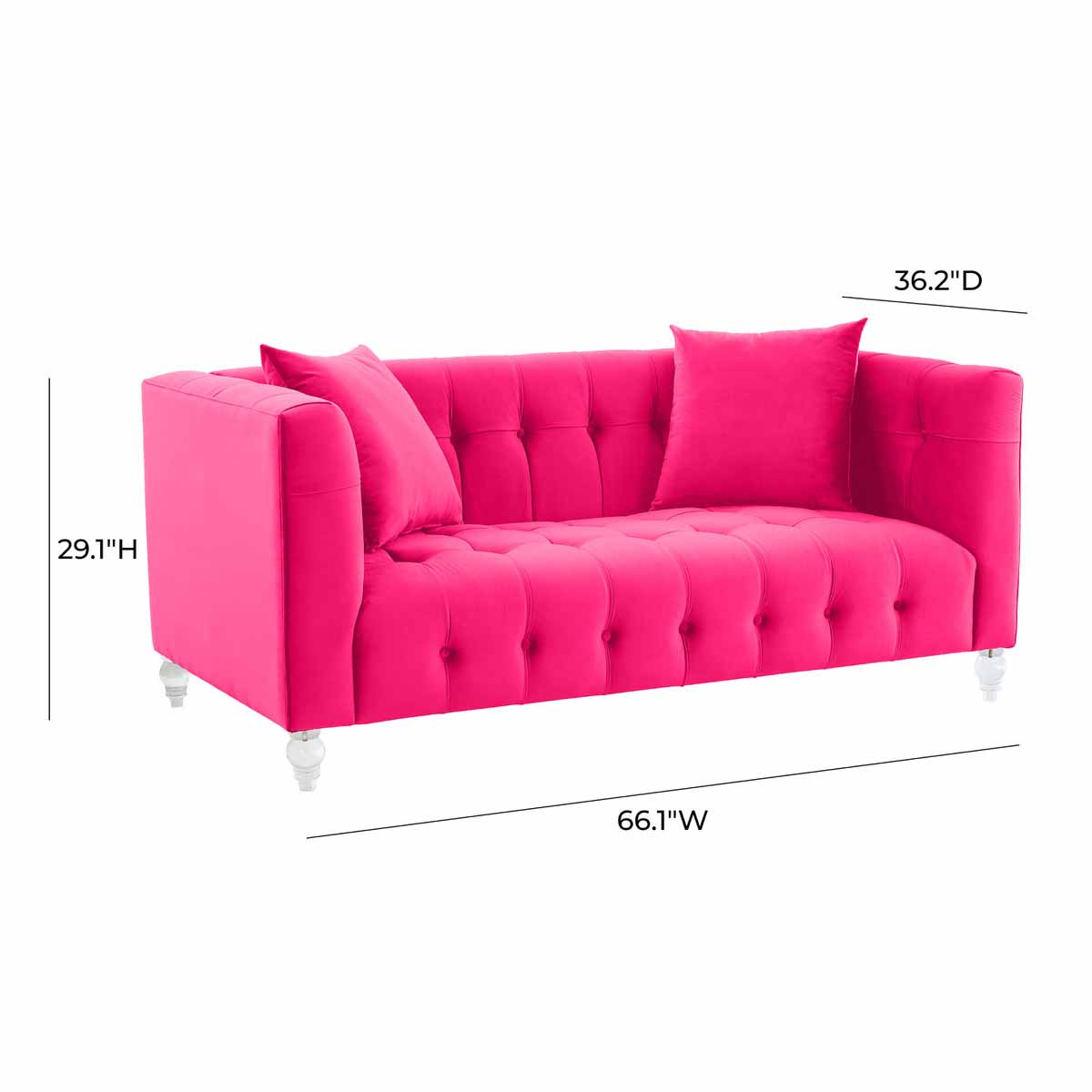 Bea Velvet Loveseat | TOV - TOV - L68317 - Home Elegance USA - 12