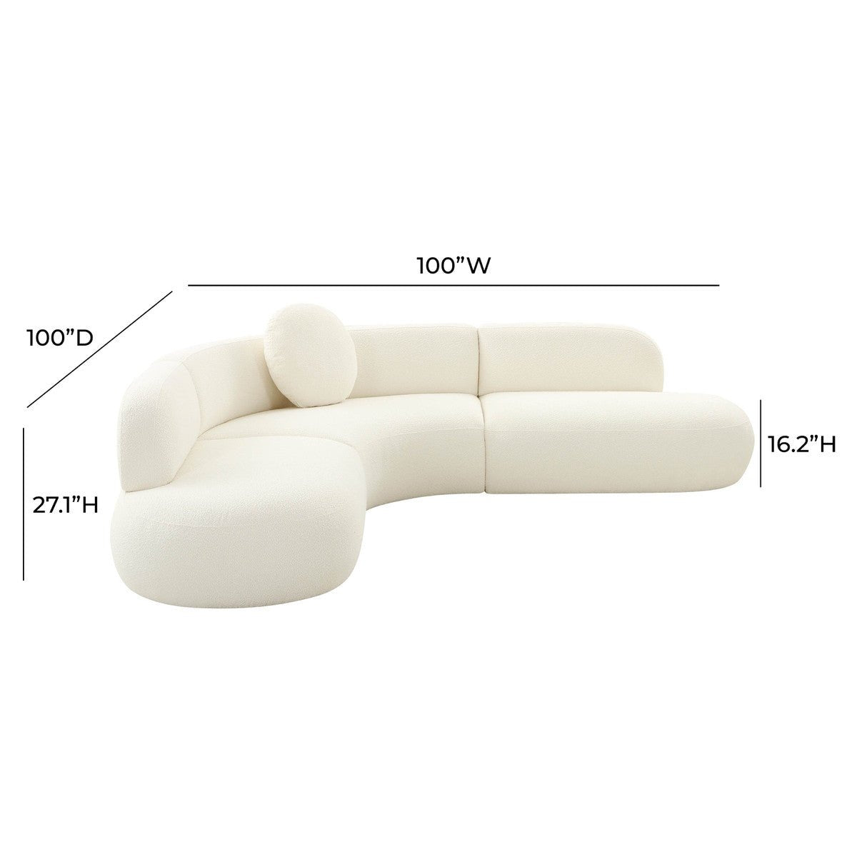 Broohah Upholstered Sectional Cream Boucle - | TOV - TOV - L68655 - SEC - Home Elegance USA - 2