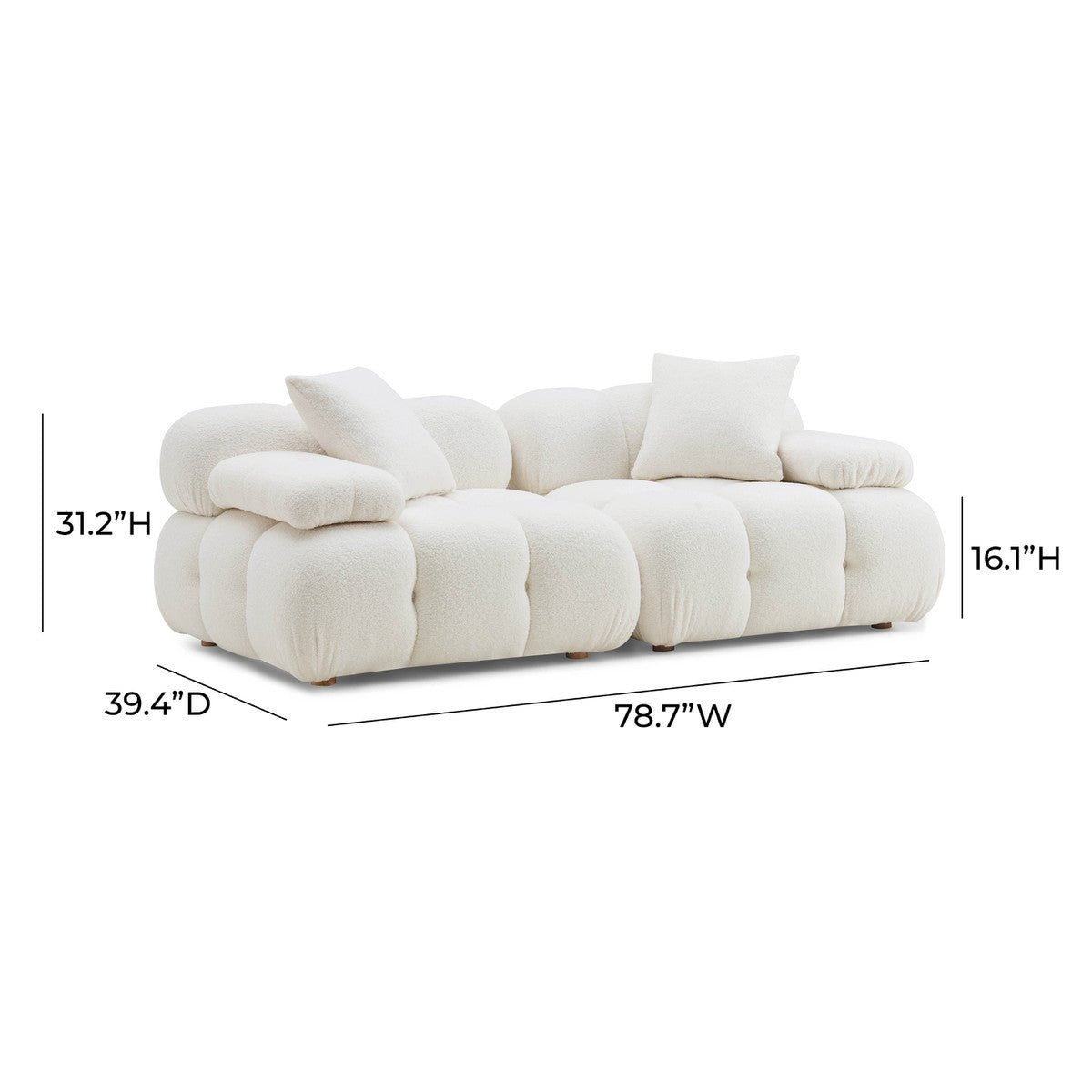 Calliope Cream Vegan Shearling Modular Loveseat | TOV - TOV - L68923 - Home Elegance USA - 2