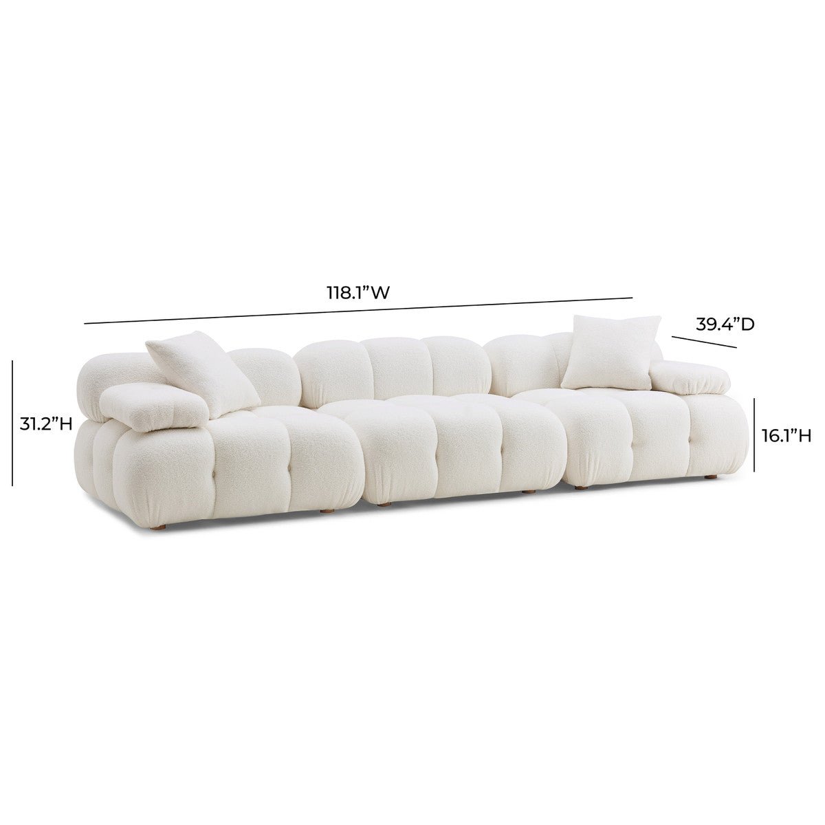 Calliope Cream Vegan Shearling Modular Sofa | TOV - TOV - L68924 - Home Elegance USA - 2