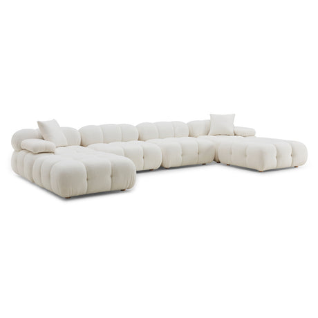 Calliope Cream Vegan Shearling 6-Piece Modular U-Sectional - Home Elegance USA