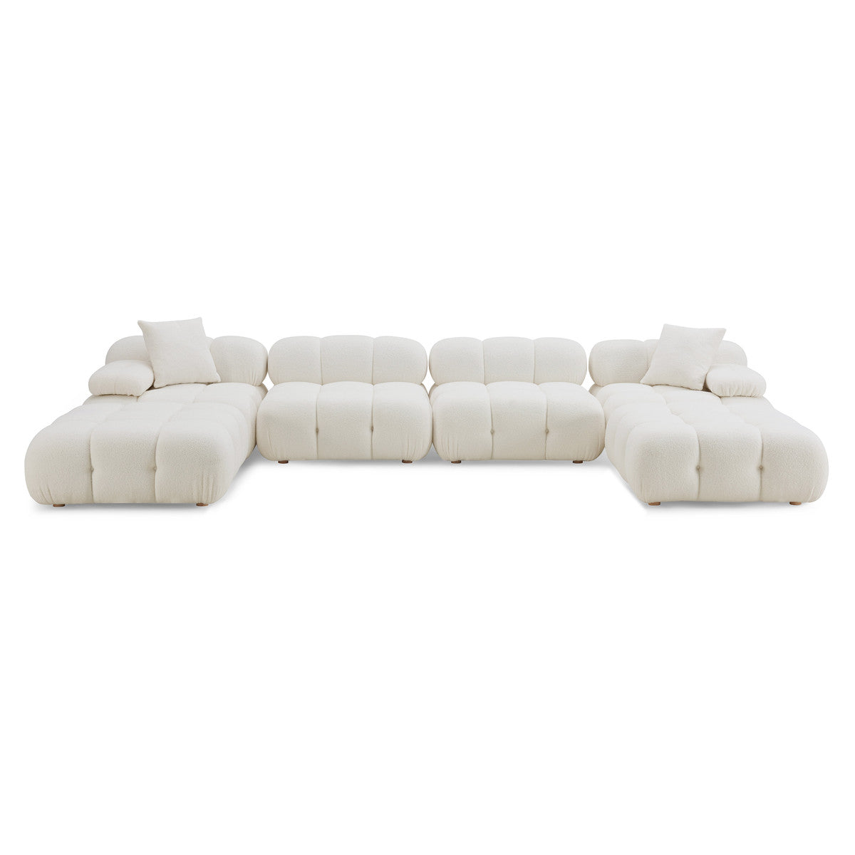 Calliope Cream Vegan Shearling 6-Piece Modular U-Sectional - Home Elegance USA