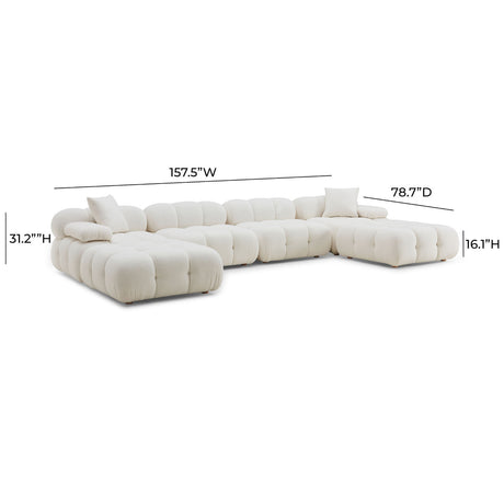 Calliope Cream Vegan Shearling 6-Piece Modular U-Sectional - Home Elegance USA