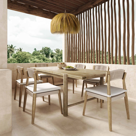 Tov Furniture 7 Pc Gata Light Teak Outdoor Rectangular Dining Table Set - Home Elegance USA