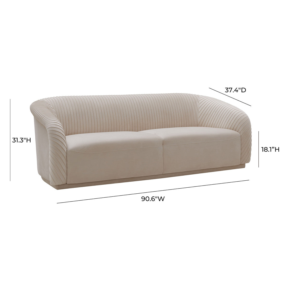 Yara Pleated Beige Velvet Sofa and Loveseat Set - Inspire Me! Home Decor Collection | TOV